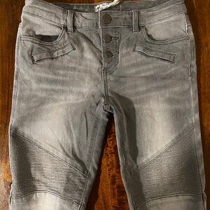 FREE PEOPLE Size 25 Seamed Moto Gray Jeans